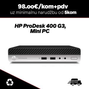 HP ProDesk 400 G3, Mini PC/Intel Core i3-8100T/8GB DDR4 SO-DIMM/256GB SSD/ac adapters